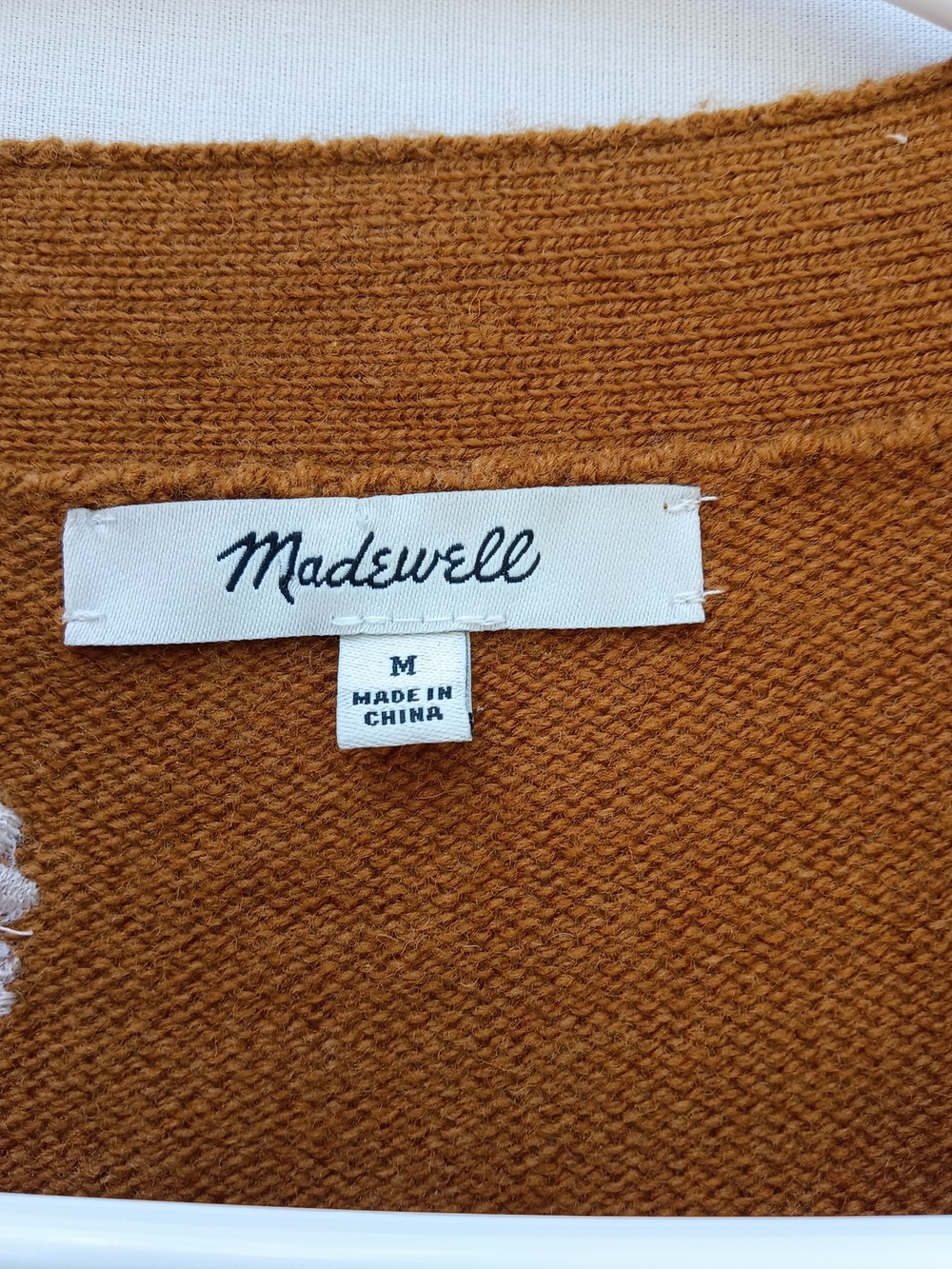 Madewell Rust Brown Floral Embroidered Pocket Cropped Cardigan Sweater Y2K M - Picture 3 of 6